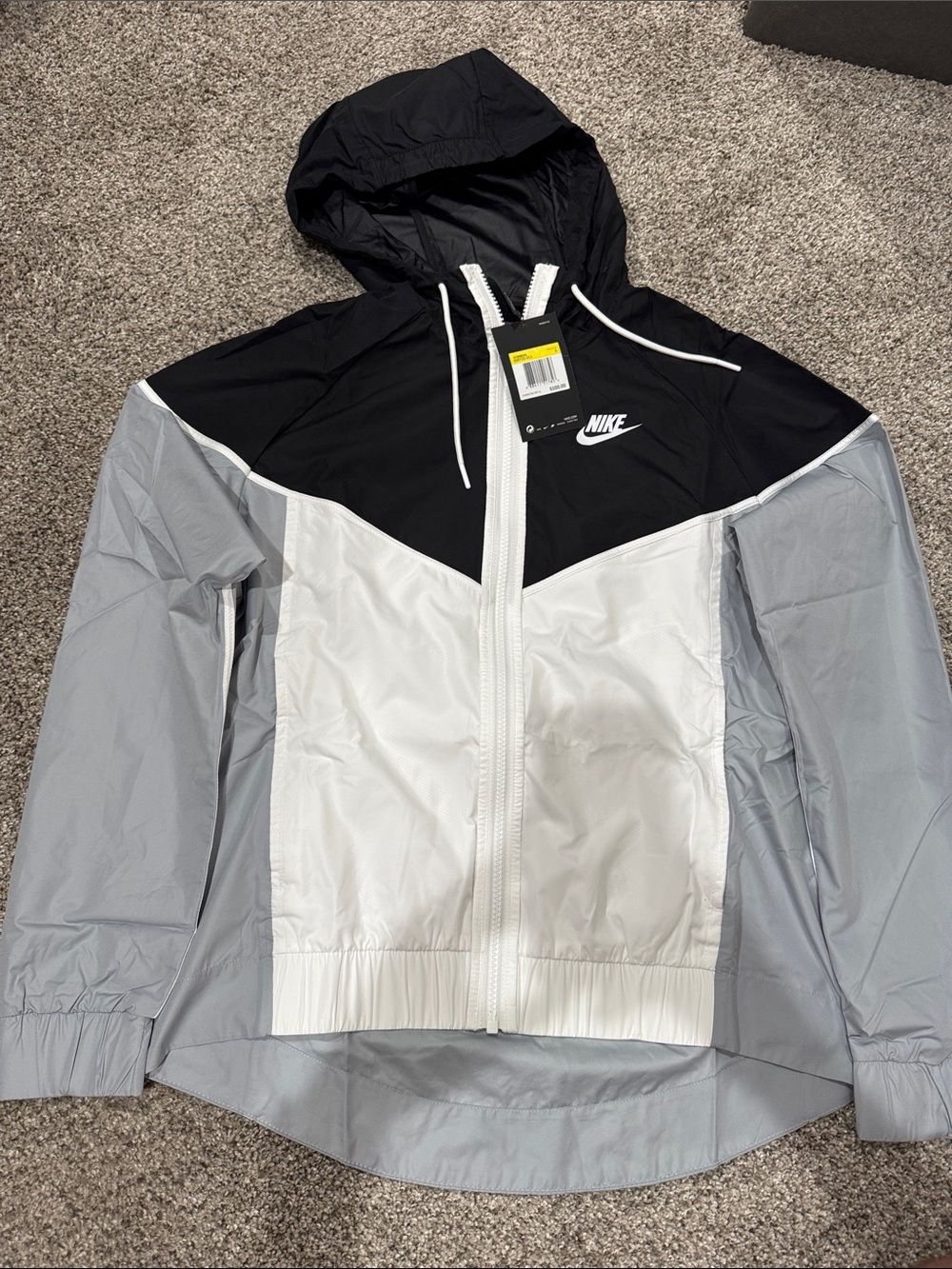 Nike Black, White & Gray Colorblock Windbreaker Jacket